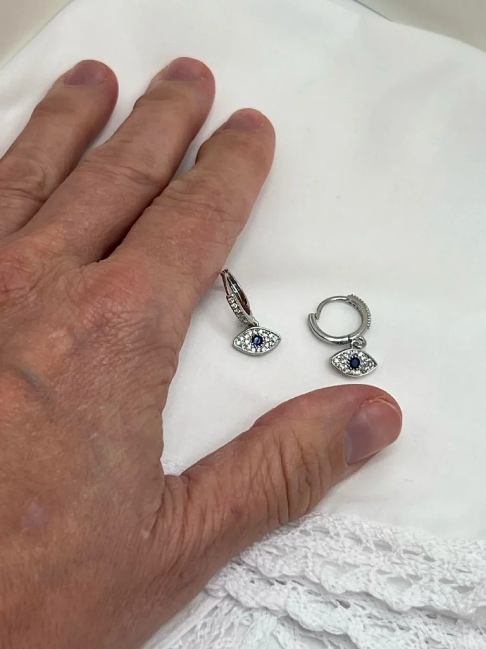 Evil Eye Silver Earrings For Women Stainless Steel Earrings -Makes a Great Gift